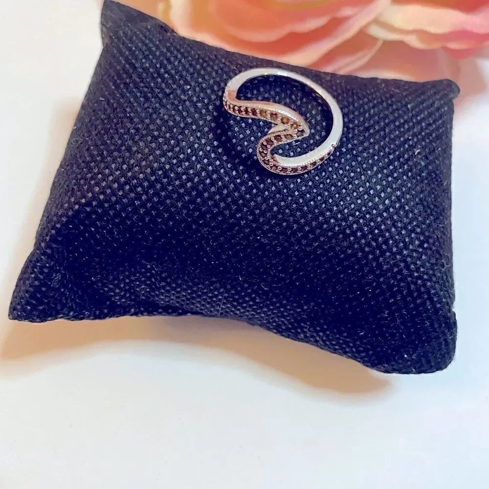 🛍GY Rhinestone Decor Ring teal Rhinestone silver